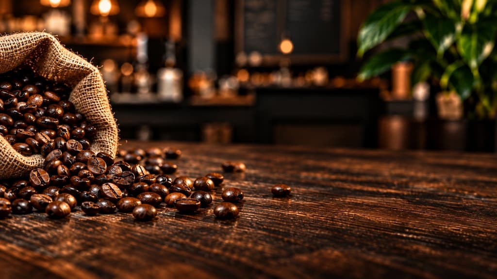 Café e grãos no rodapé