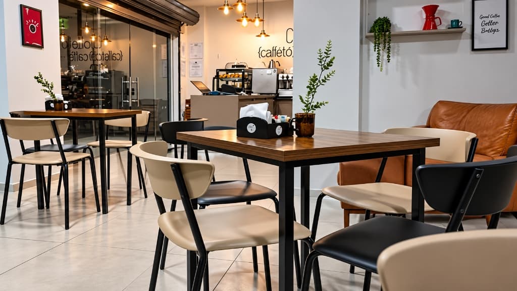 Espaço interno real e aconchegante da Caffeto Cafeteria em Barcarena